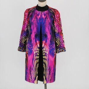 Boston Proper Multicolor Embellished Open Front Jacket Women Size 6